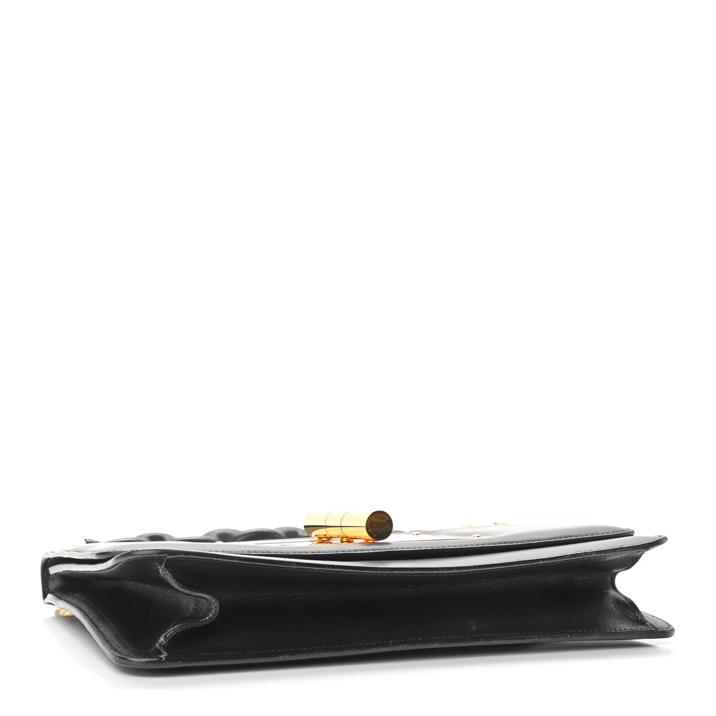 Calfskin Maxi Chain Natalia Large Shoulder Bag Black