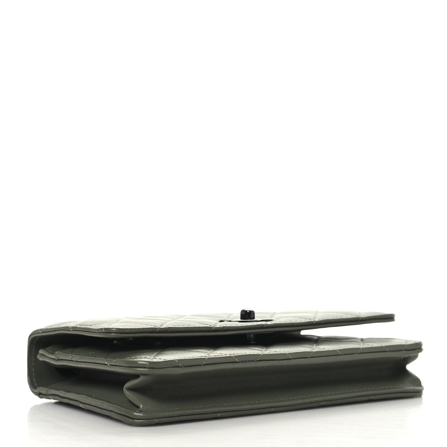 Lambskin Quilted Trendy CC Wallet On Chain WOC Green