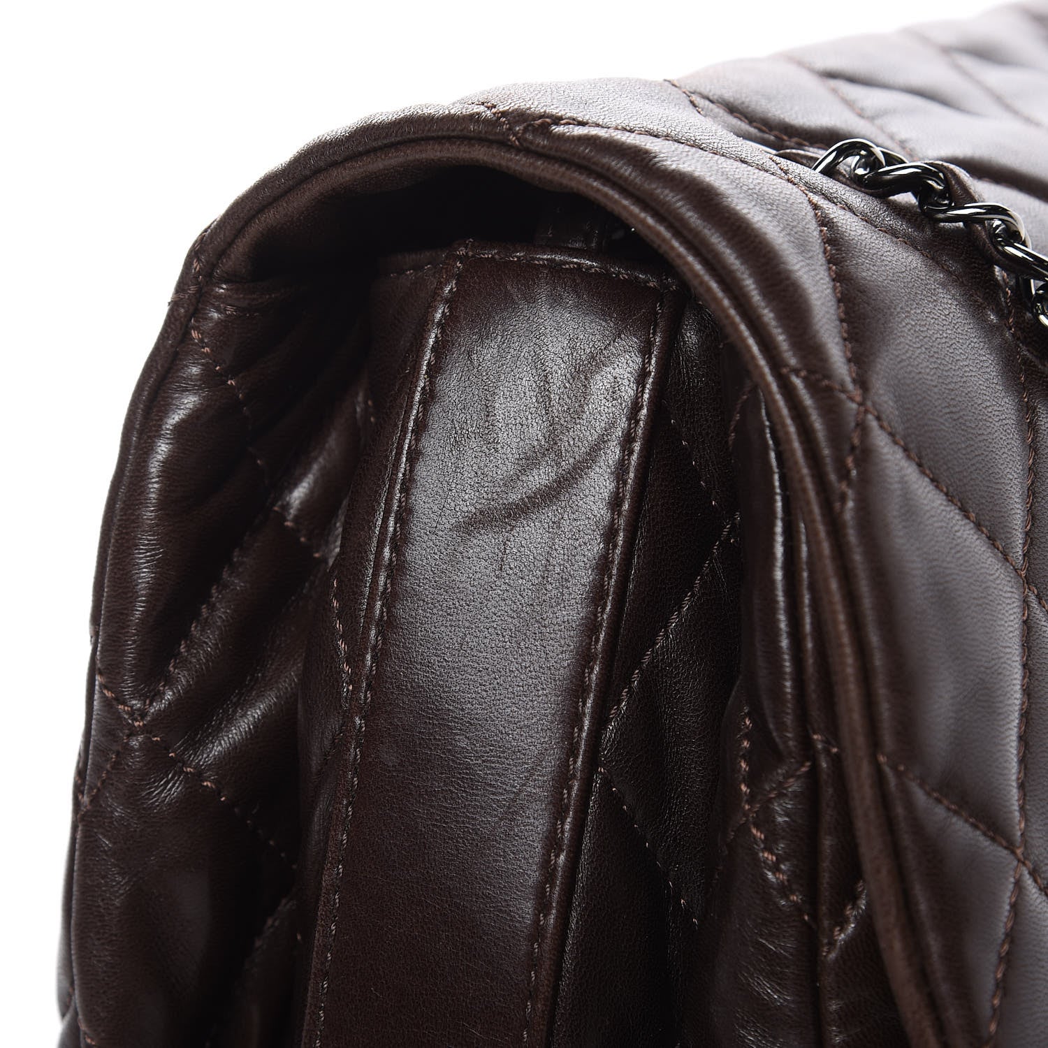 Chanel Lambskin Quilted Large 3 Flap Dark Brown 10 of 20