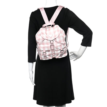 Prada Re-Nylon Saffiano Gingham Print Small Backpack Alabastro 2 of 11