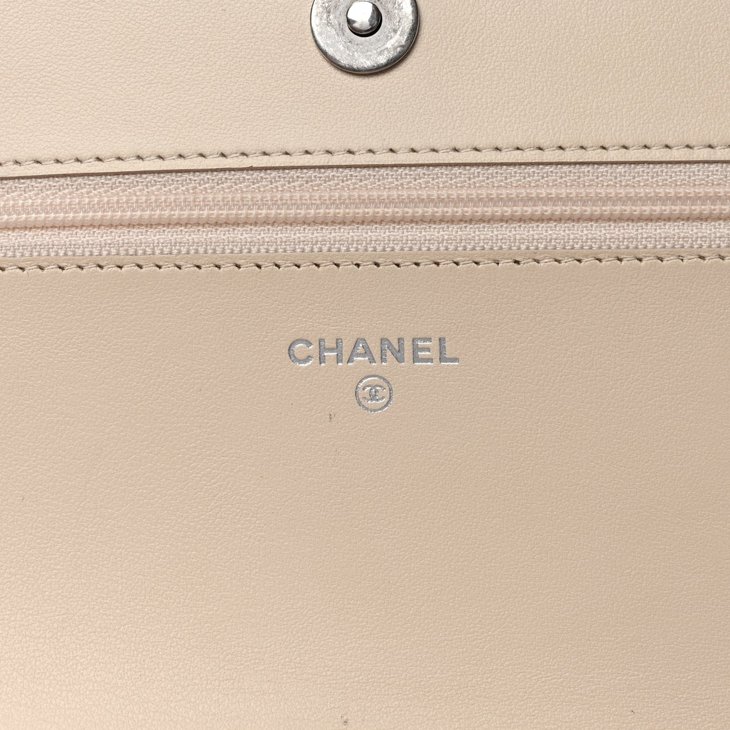 Caviar Chevron Quilted Boy Wallet On Chain WOC Light Beige