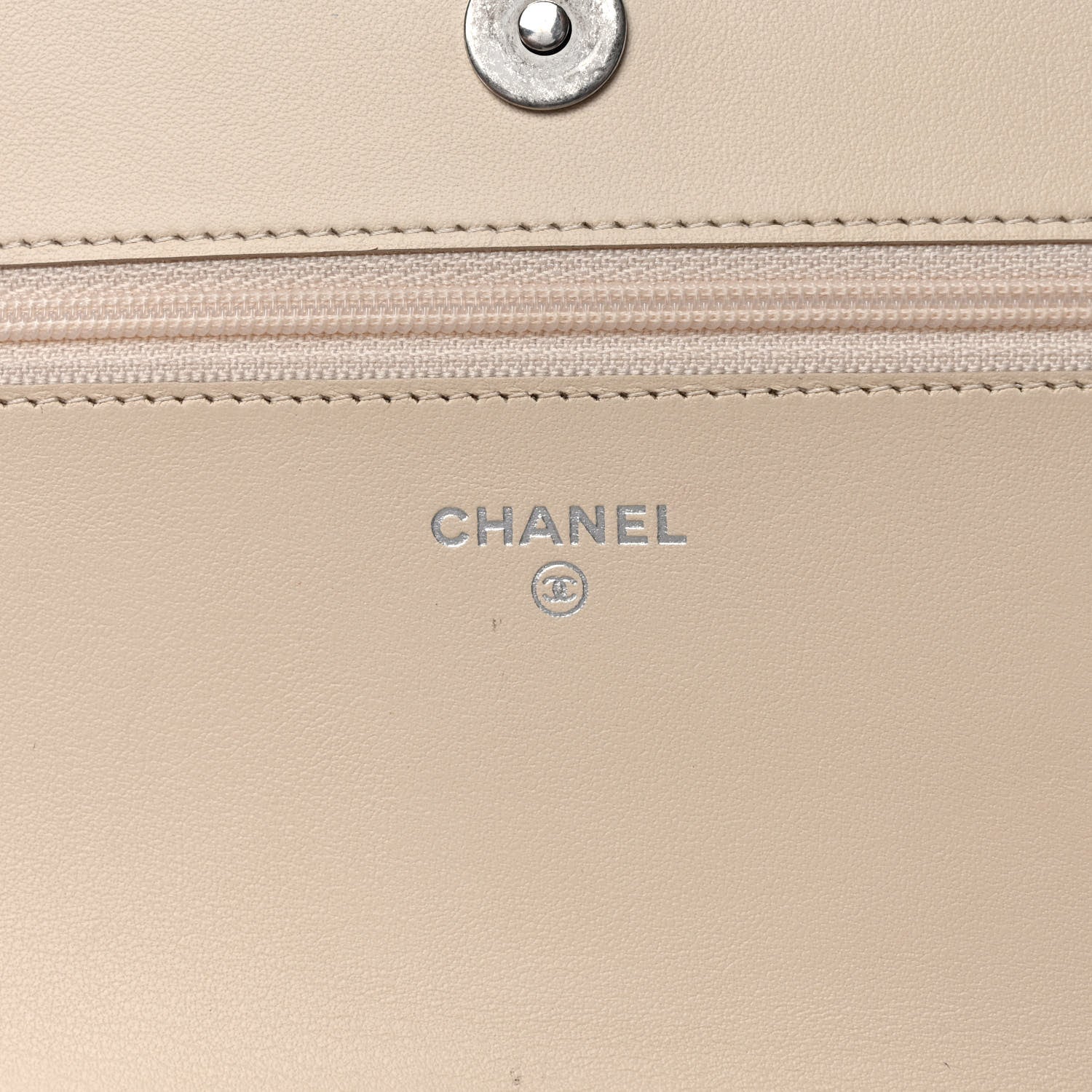 Chanel Caviar Chevron Quilted Boy Wallet On Chain WOC Light Beige 6 of 10