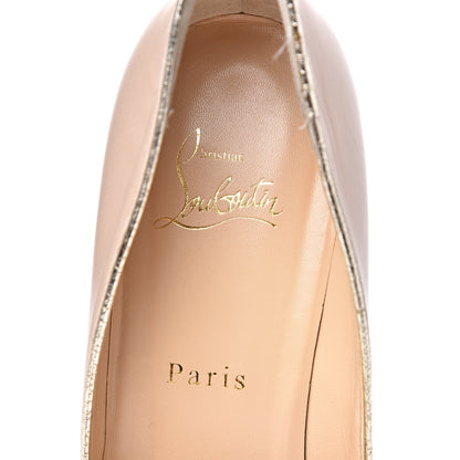 Christian Louboutin Shiny Nappa Suede Specchio Patent Biblio 85 Pumps 39 Nude Platine 8 of 12