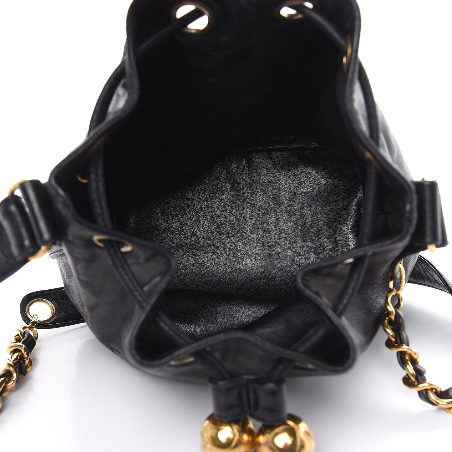 Lambskin CC Drawstring Shoulder Bag Black