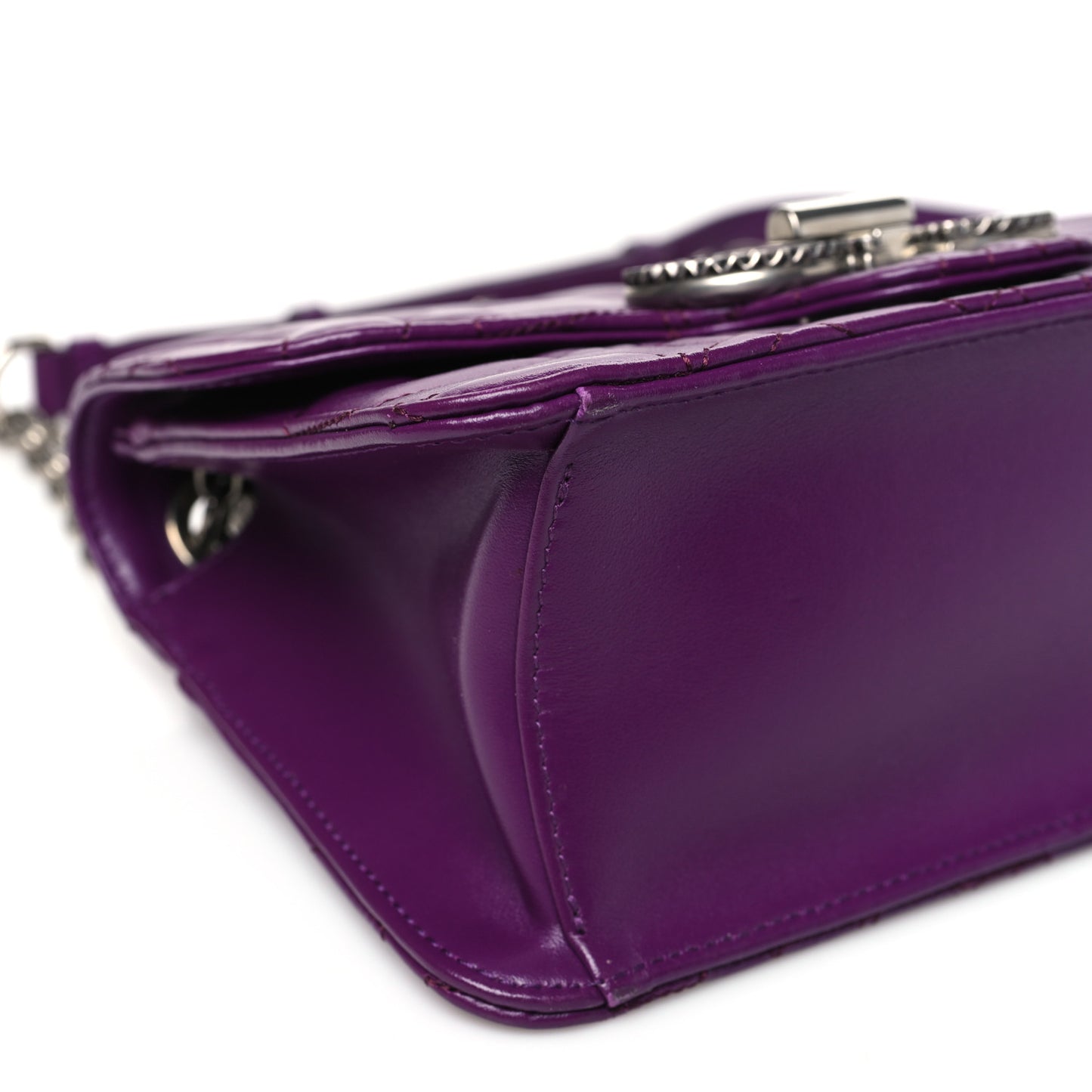 Calfskin Quilted Gancini Small Flap Bag Purple