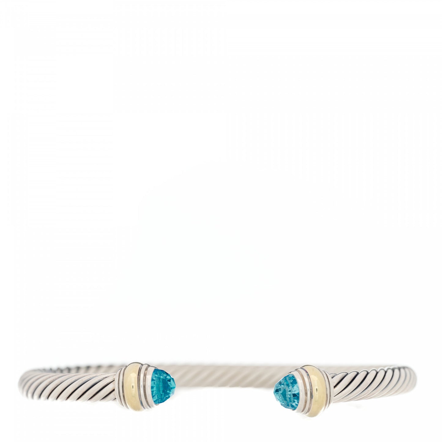 Sterling Silver 14K Yellow Gold Blue Topaz 5mm Cable Classics Bracelet