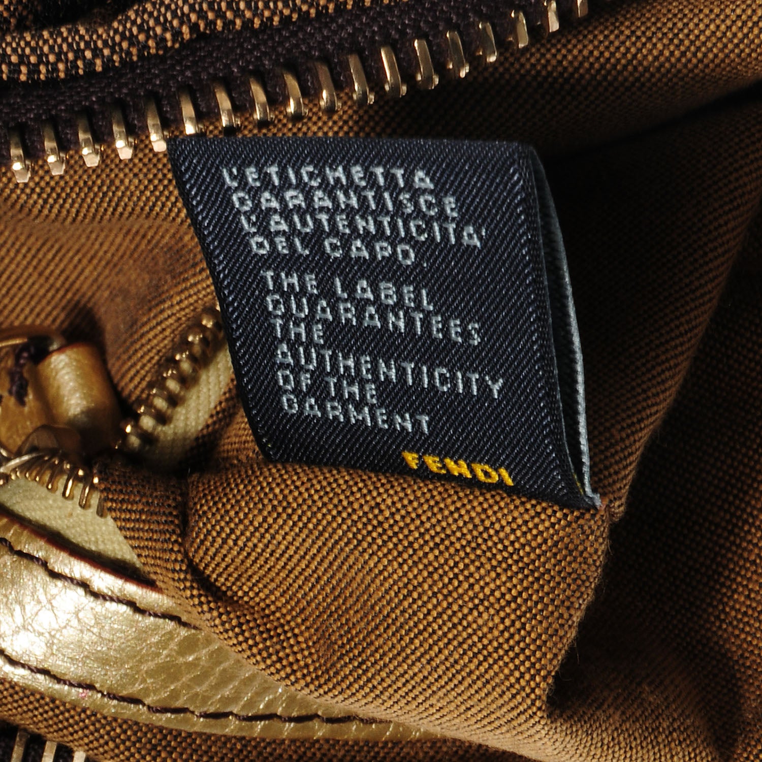 Fendi Zucca Laminated Vachetta Small Chef Chian Hobo Tobacco Bronzo 9 of 9