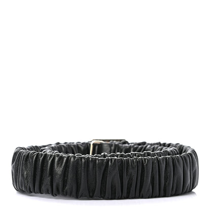 Chanel Lambskin Ruched CC Belt 75 30 Black White 2 of 3