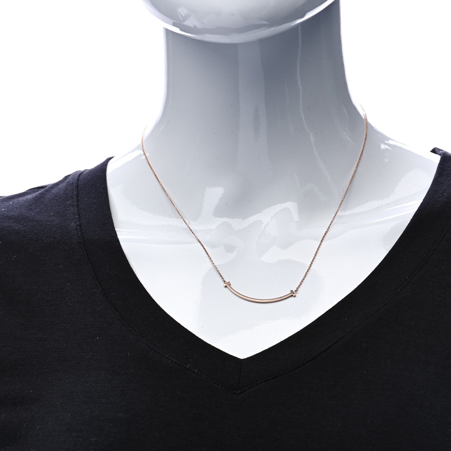 Tiffany 18K Rose Gold Small T Smile Pendant Necklace 2 of 5