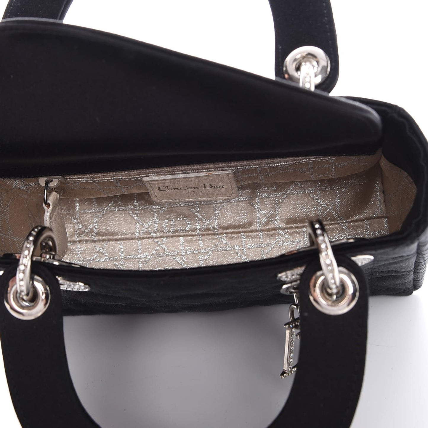 Satin Swarovski Crystal Cannage Mini Lady Dior Black
