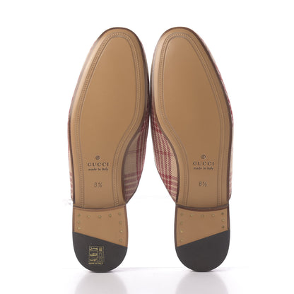 Gucci Canvas Tartan Mens Princetown Slippers 8.5 Camel Red Cuir 6 of 11