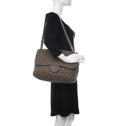 Chanel Washed Lambskin Quilted Maxi Chain Around Flap Taupe 2 of 11