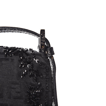 Fendi Zucchino Lizard Beaded Baguette Black 11 of 14