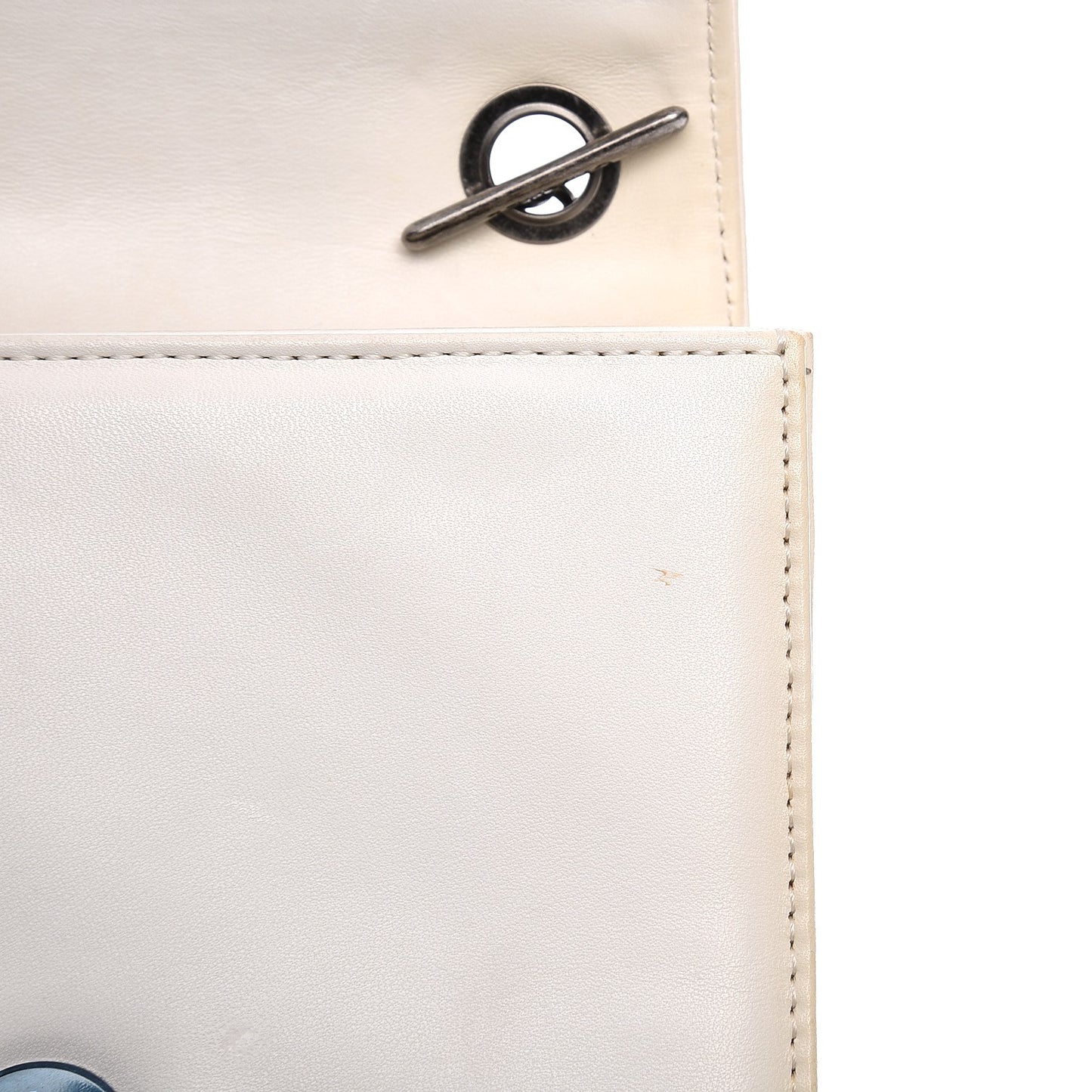Lambskin Plexiglass Boy Brick Flap Dark White