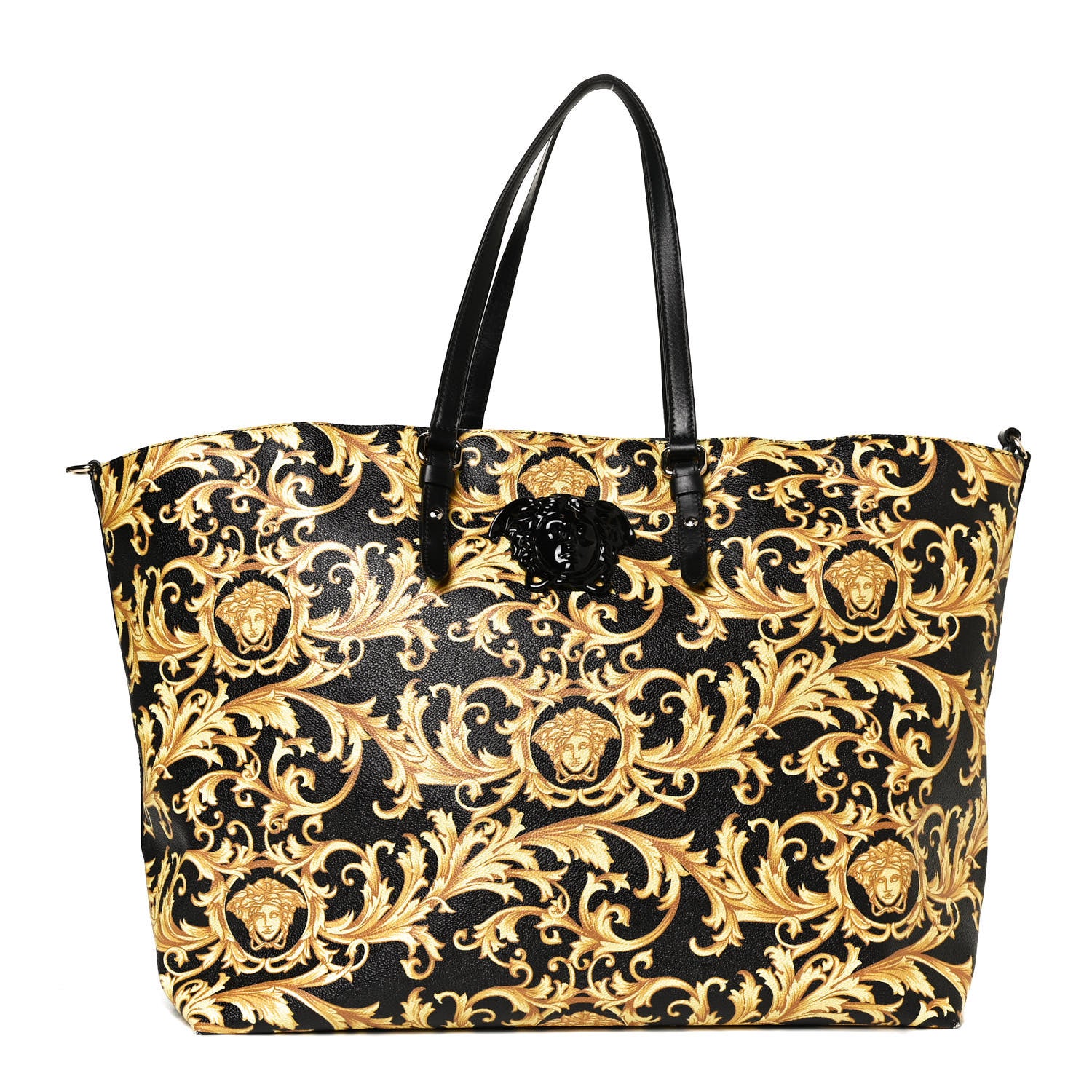 Versace Grained Calfskin Baroque Print Medusa Tote Black 1 of 13