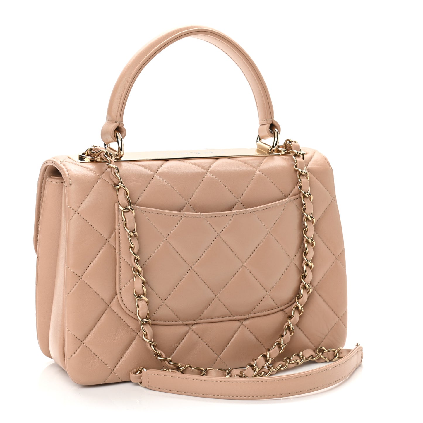 Lambskin Quilted Small Trendy CC Dual Handle Flap Bag Beige