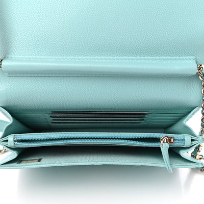 Chanel Caviar Quilted Square Wallet On Chain WOC Light Blue 5 of 10