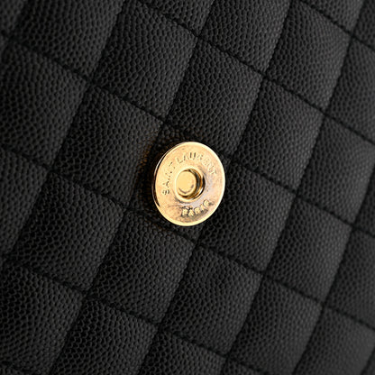 Saint Laurent Grain De Poudre Textured Mixed Matelasse Large Triquilt Monogram Satchel Black 12 of 12