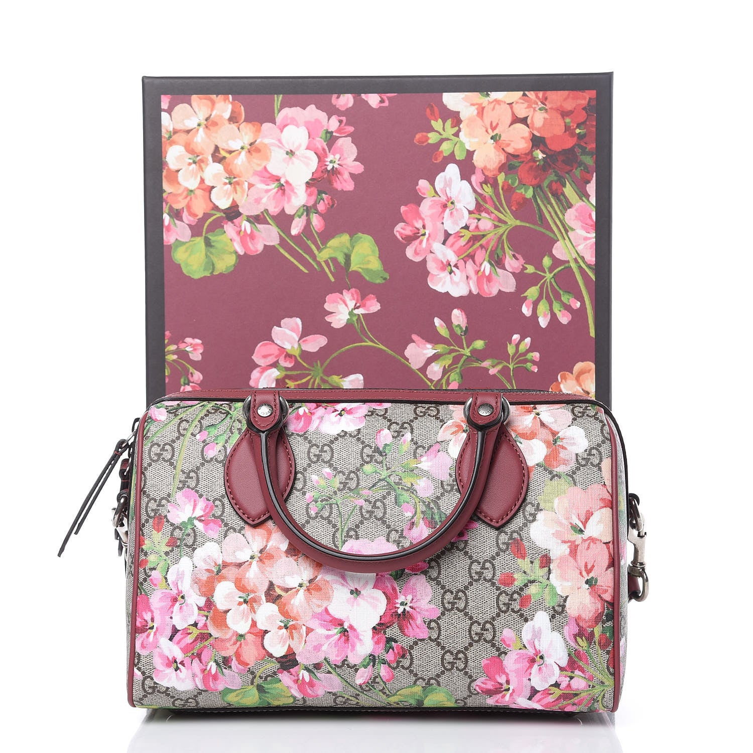 Gucci GG Supreme Monogram Blooms Small Boston Beige Multicolor Dry Rose 10 of 10