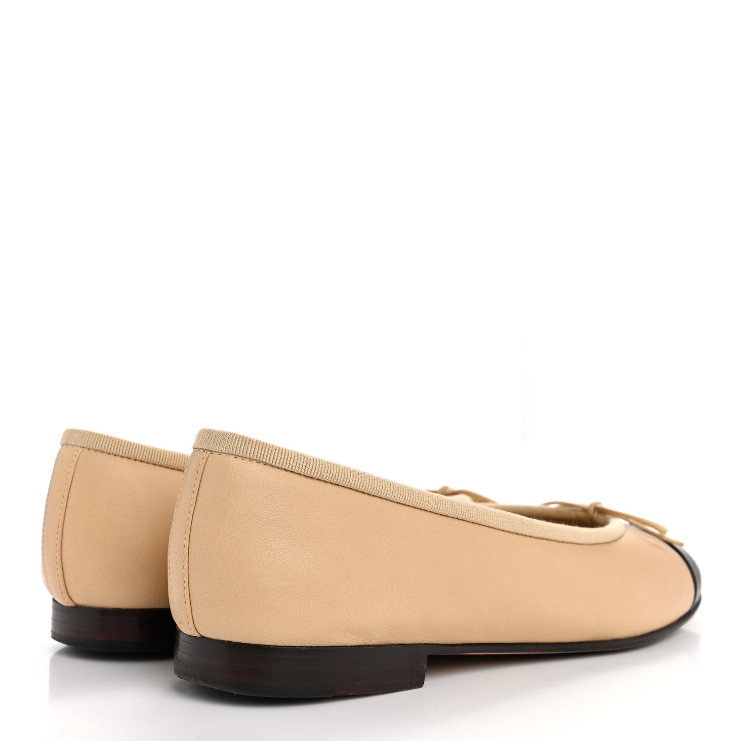 Chanel Lambskin Cap Toe CC Ballerina Flats 39 Beige Black 5 of 12