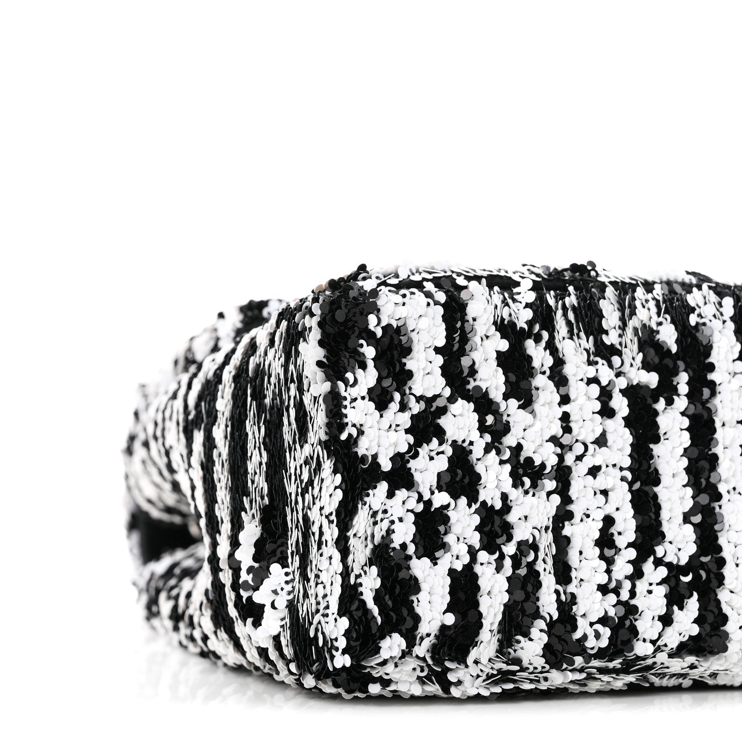 Chanel Sequin CC Medium Flap Black White 9 of 11