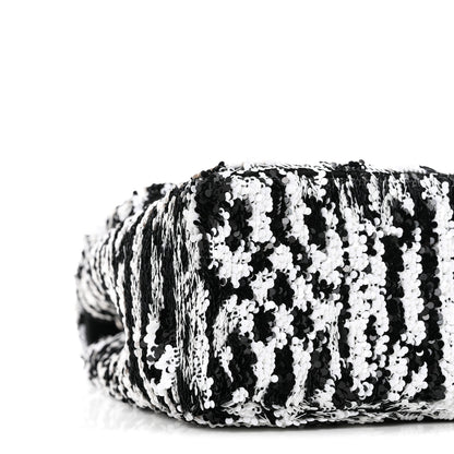 Chanel Sequin CC Medium Flap Black White 9 of 11
