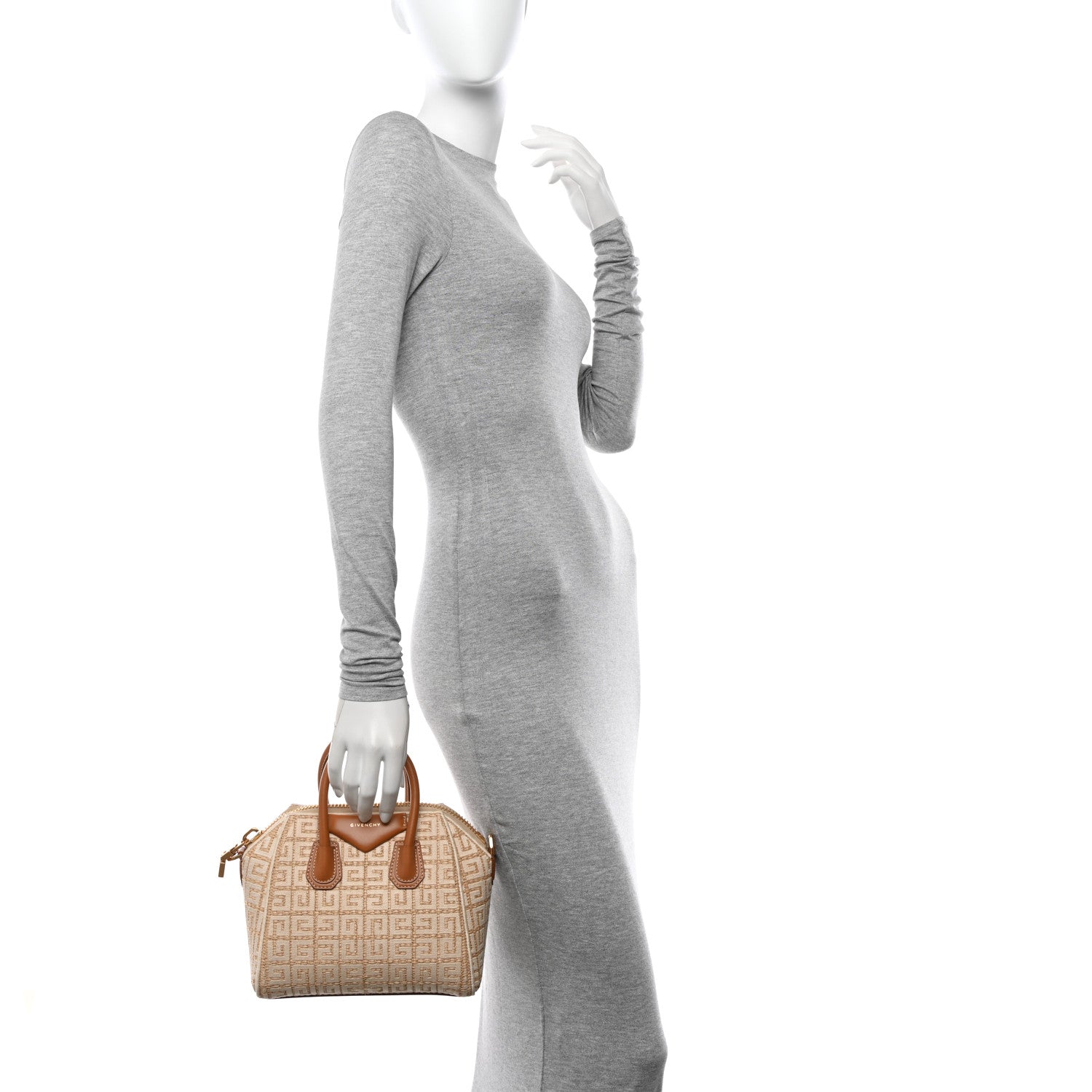 Givenchy Raffia Jacquard Fabric 4G Mini Antigona Beige 2 of 9