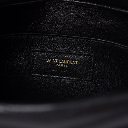 Saint Laurent Lambskin Matelasse Chevron Monogram Medium Sulpice Bag Black 6 of 7
