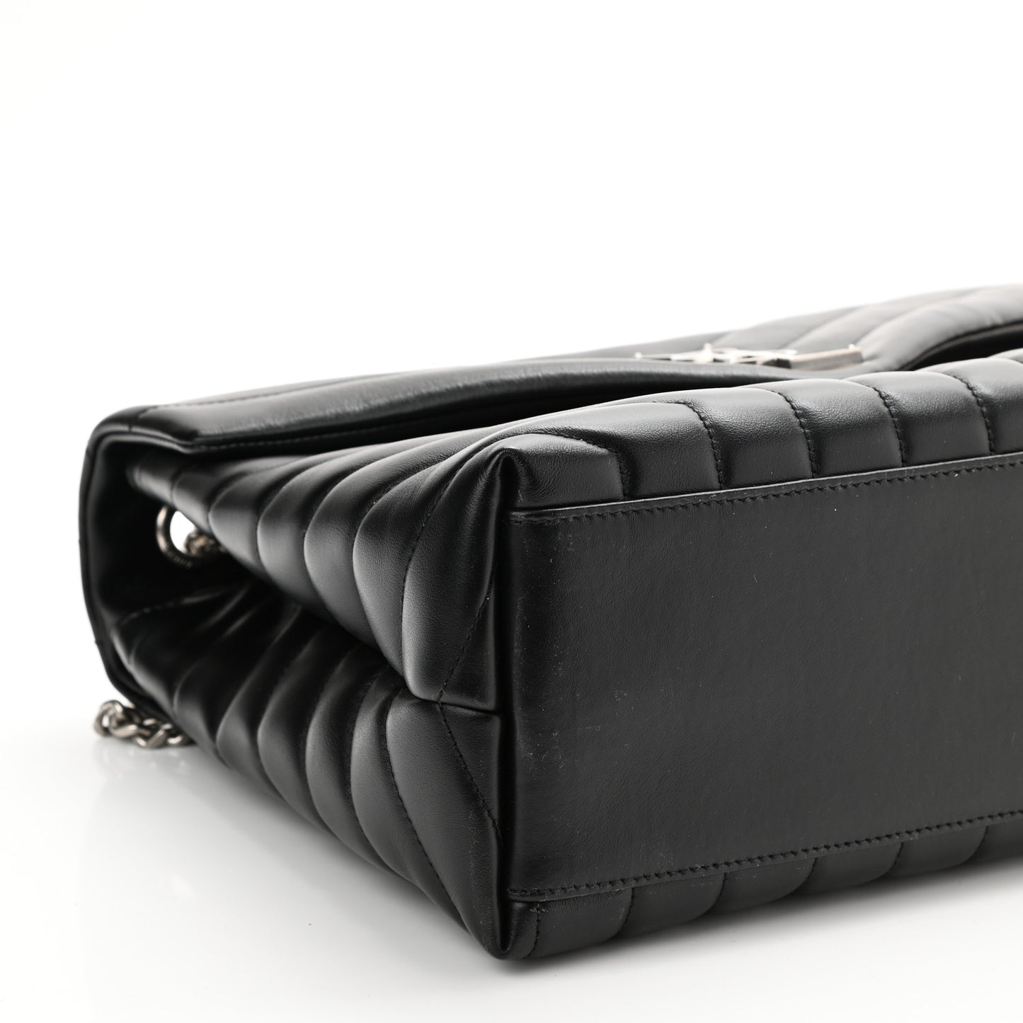 Calfskin Y Quilted Monogram Medium Loulou Chain Satchel Black