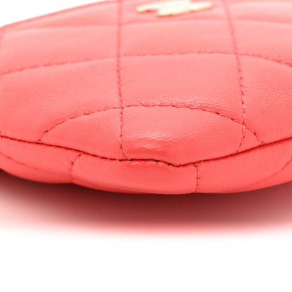 Chanel Lambskin Quilted Zip Card Holder Wallet Coral 8 of 9