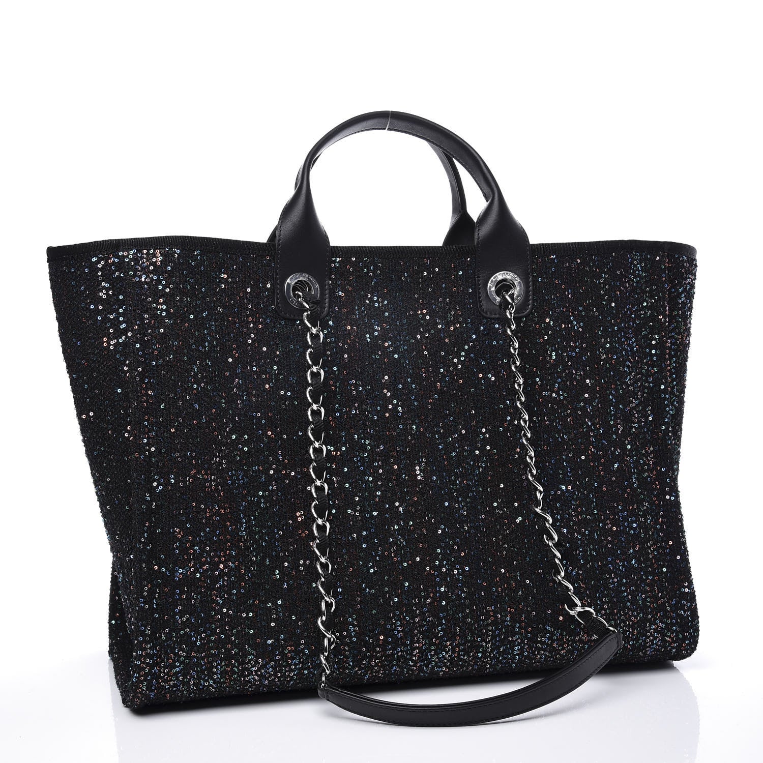 Chanel Calfskin Sequin Medium Deauville Tote Black 2 of 11