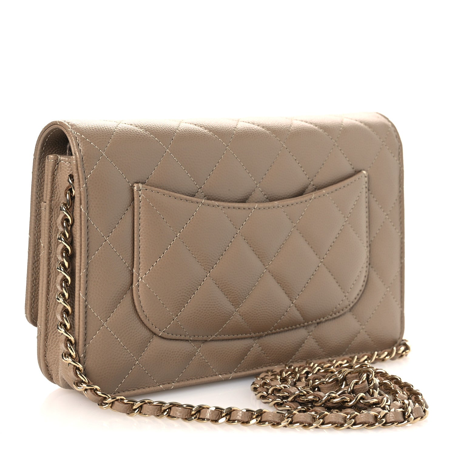 Chanel Caviar Quilted Wallet on Chain WOC Dark Beige 3 of 12
