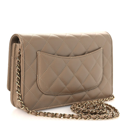 Chanel Caviar Quilted Wallet on Chain WOC Dark Beige 3 of 12