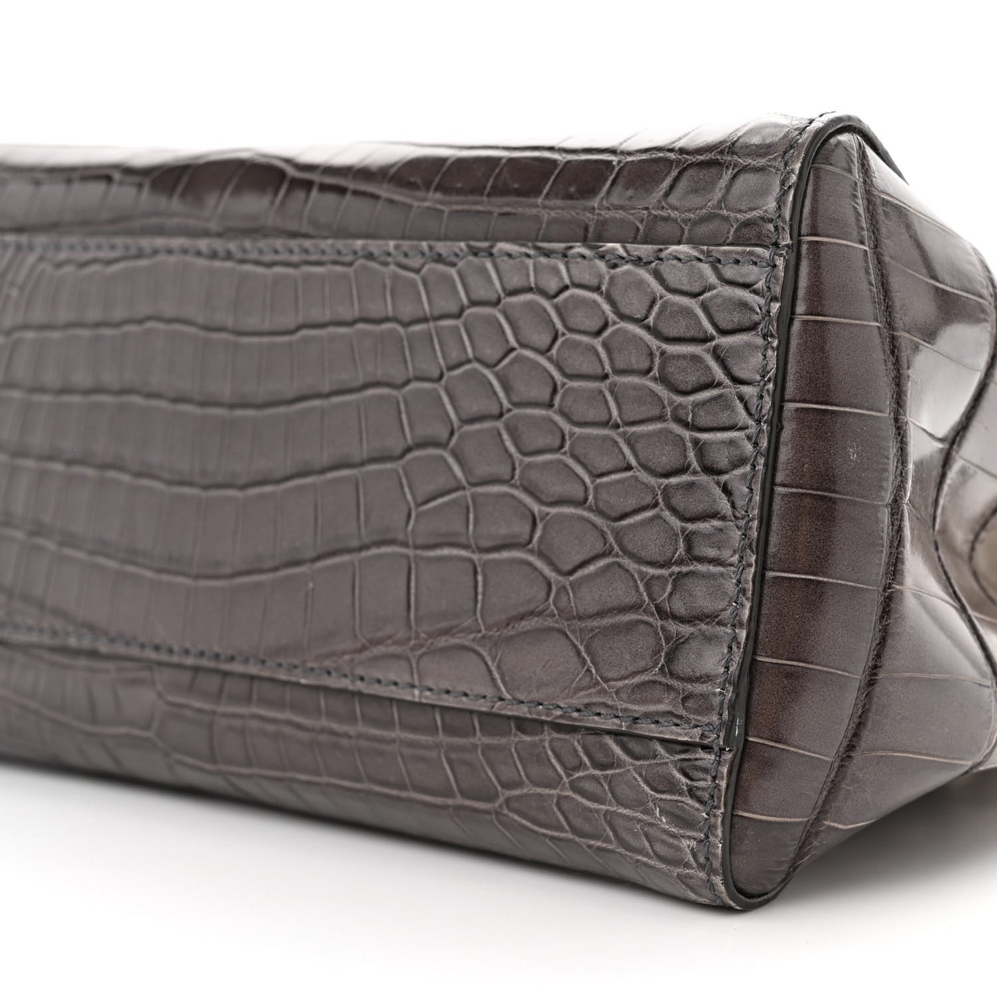 Shiny Crocodile Shiny Nappa Degrade Mini Peekaboo Iconic Satchel Grey