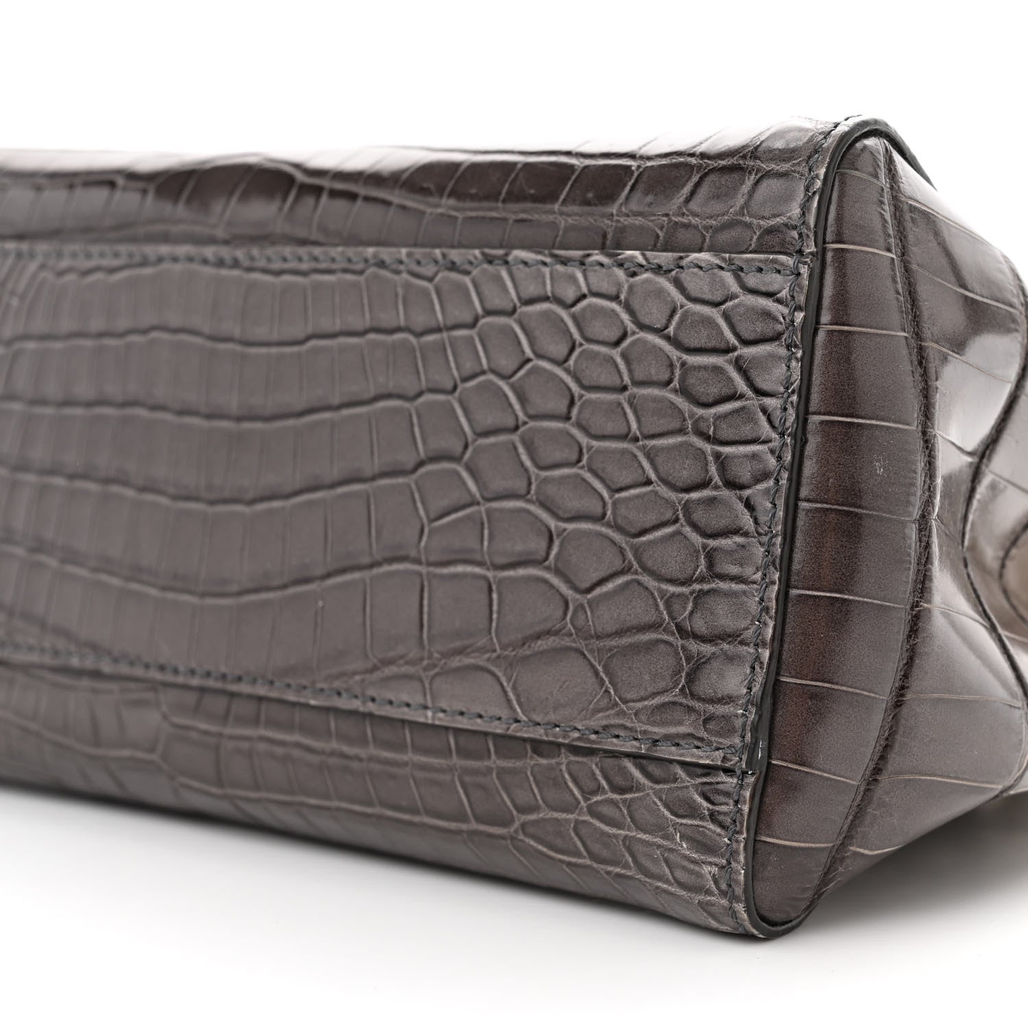 Fendi Shiny Crocodile Shiny Nappa Degrade Mini Peekaboo Iconic Satchel Grey 10 of 12