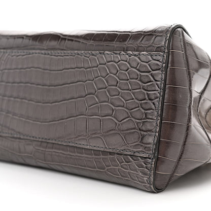 Fendi Shiny Crocodile Shiny Nappa Degrade Mini Peekaboo Iconic Satchel Grey 10 of 12