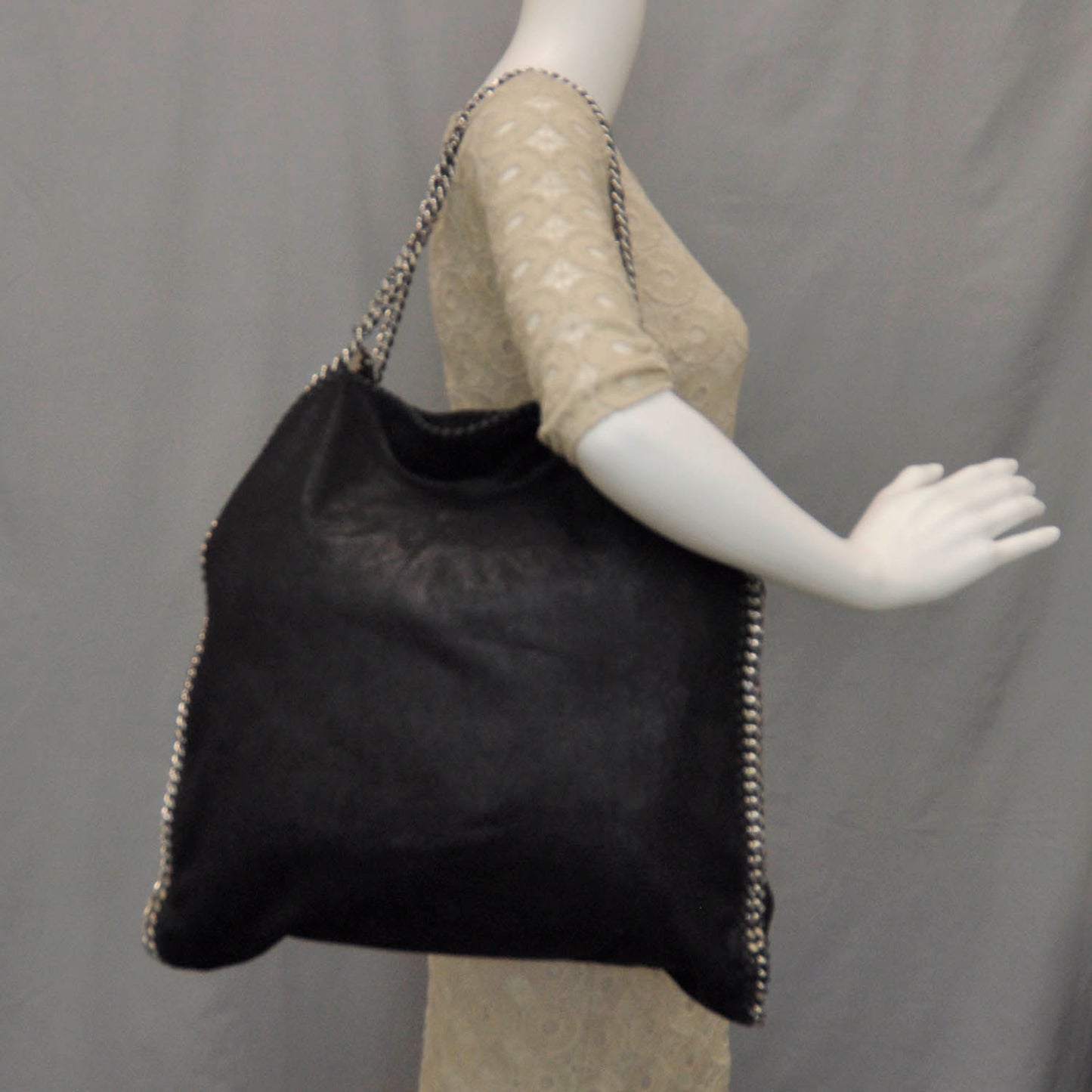 Faux Leather Falabella Tote Black