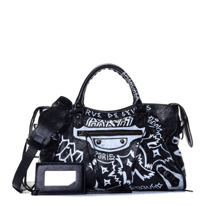 Balenciaga Agneau Arena Graffiti All Over Classic Hardware City Black White 1 of 9