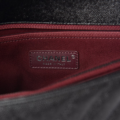 Chanel Caviar Chevron Quilted Small Coco Handle Flap So Black 5 of 9