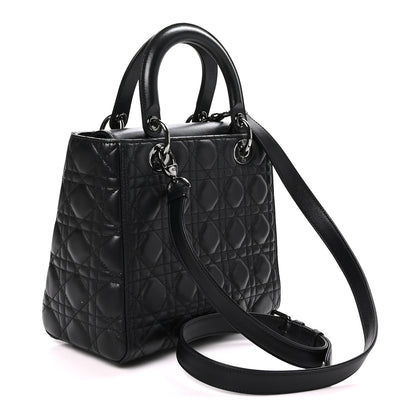 Christian Dior Lambskin Cannage Medium Lady Dior Black 3 of 10
