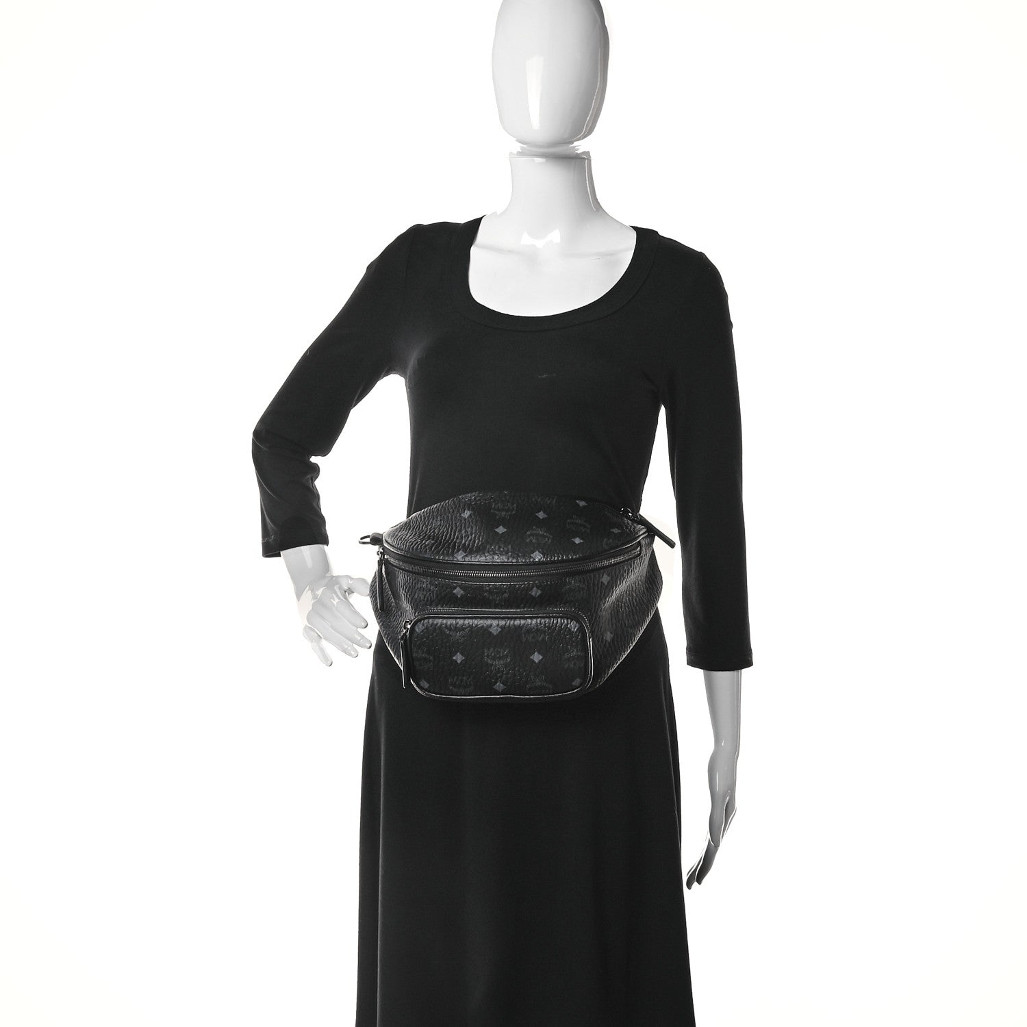 MCM Visetos Medium Belt Bag Black 2 of 10