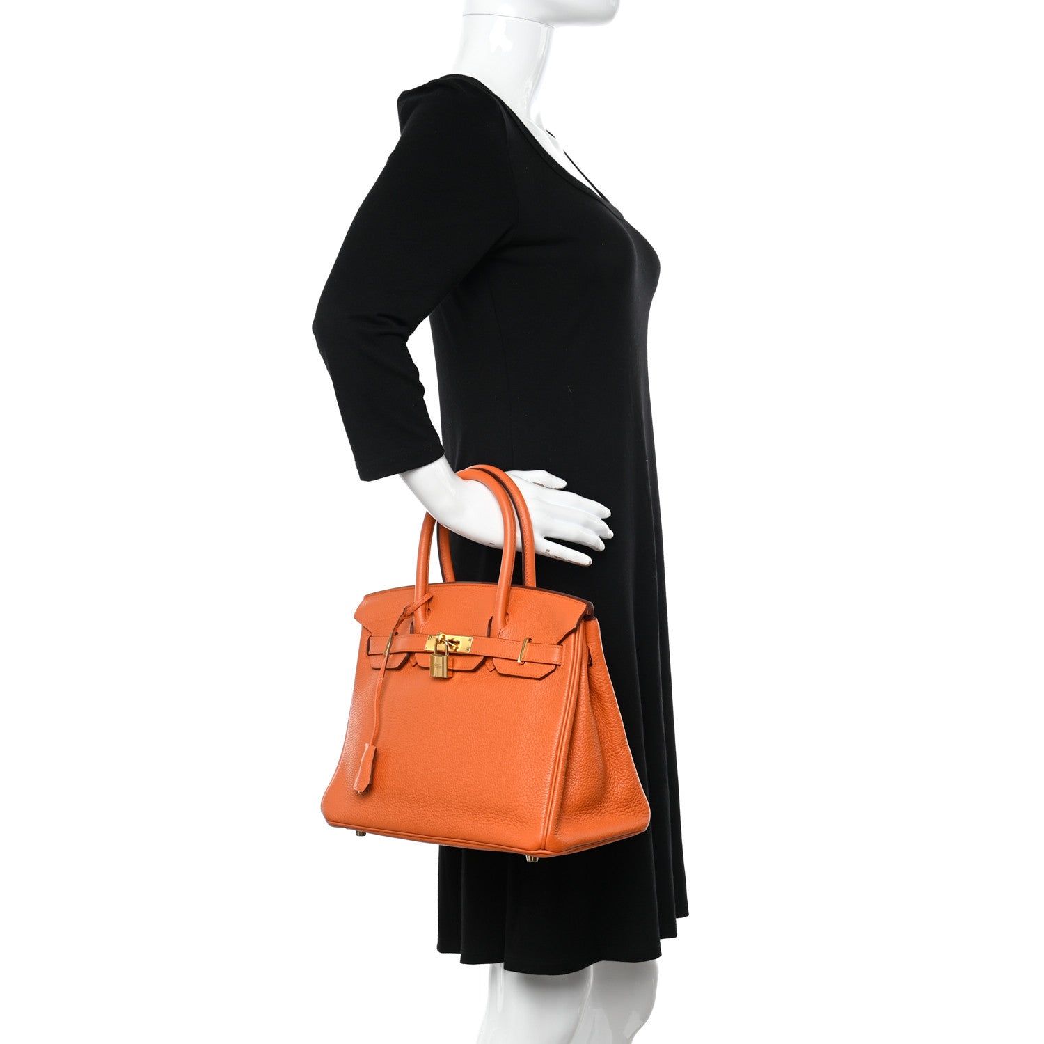 Hermes Taurillon Clemence Birkin 30 Orange 2 of 18