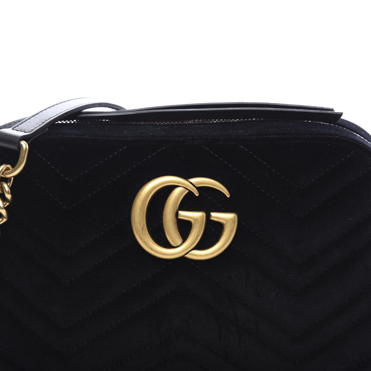 Velvet Matelasse Small GG Marmont Chain Shoulder Bag Black