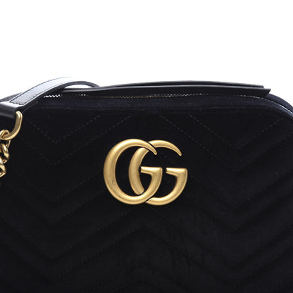 Gucci Velvet Matelasse Small GG Marmont Chain Shoulder Bag Black 10 of 10