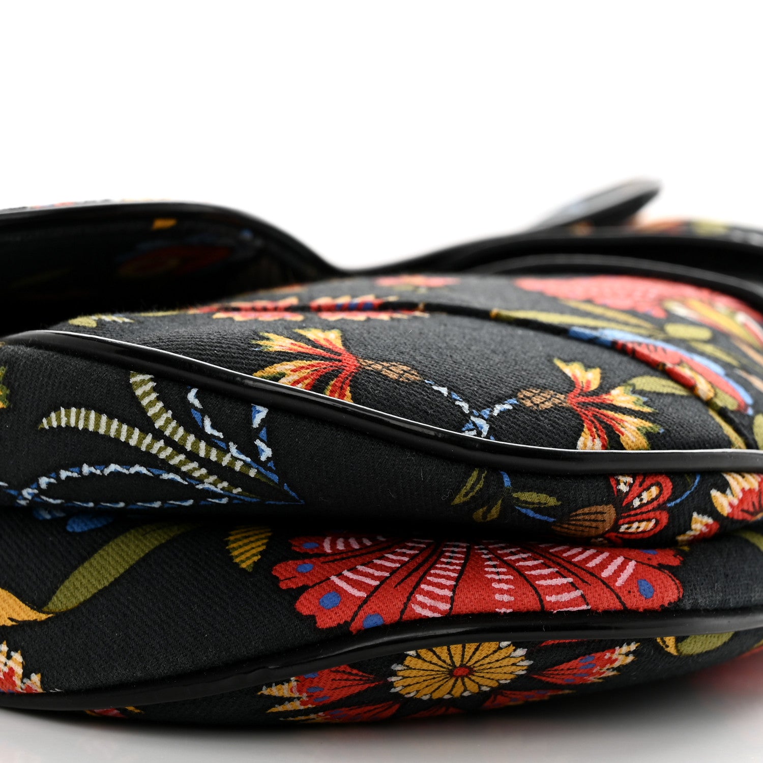 Christian Dior Canvas Floral Saddle Bag Black 9 of 10