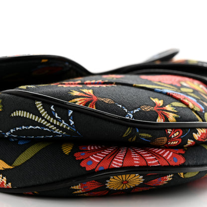Christian Dior Canvas Floral Saddle Bag Black 9 of 10