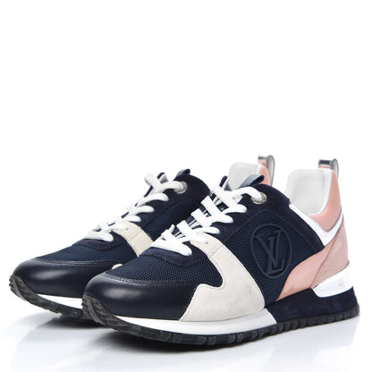 Louis Vuitton Suede Calfskin Run Away Sneakers 37.5 Blue Pink White 3 of 9