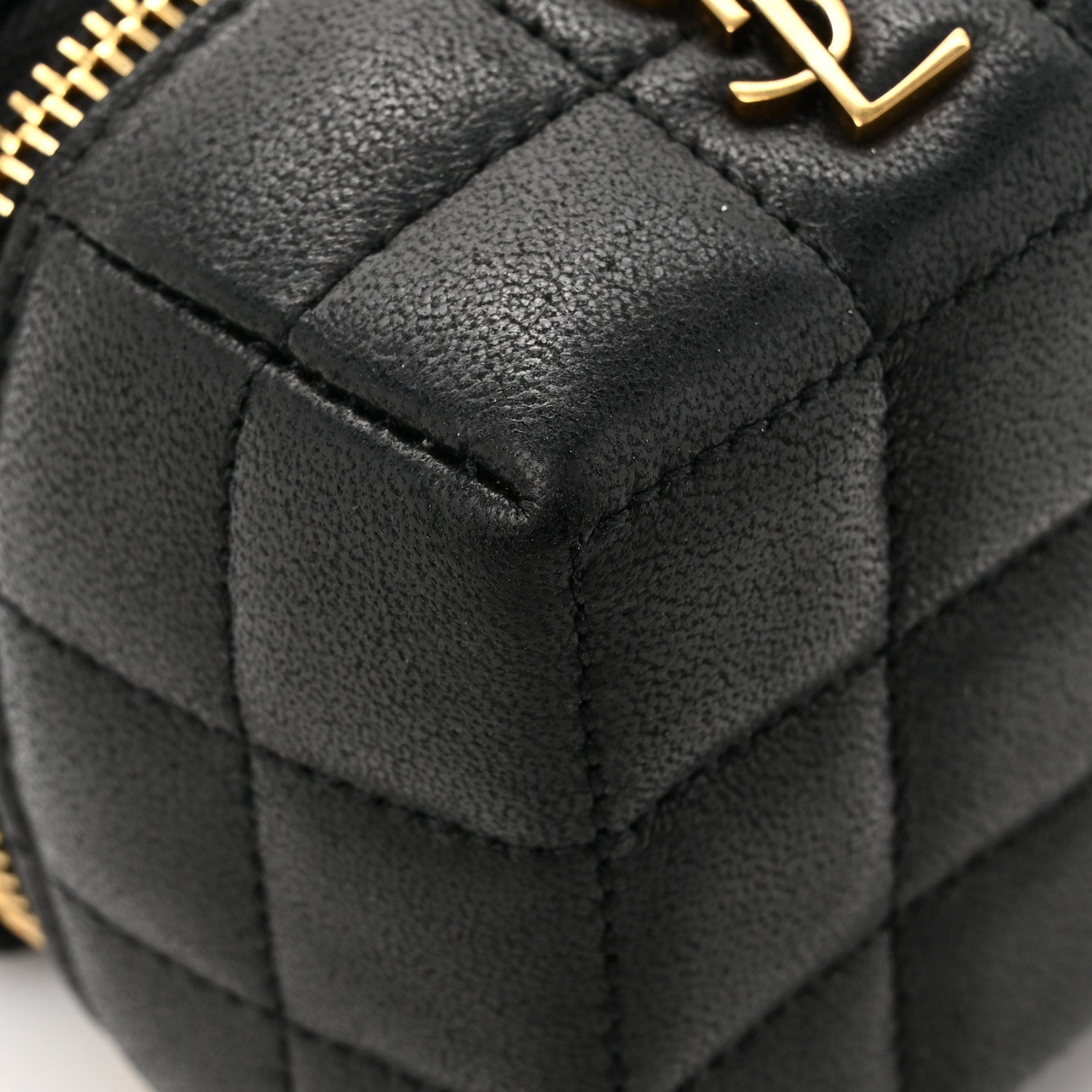 Saint Laurent Lambskin Cassandre Matelasse Carre Mini Cube On Chain Black 9 of 9