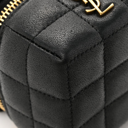 Saint Laurent Lambskin Cassandre Matelasse Carre Mini Cube On Chain Black 9 of 9