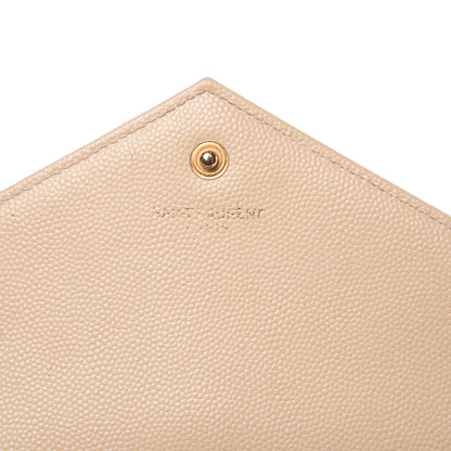Saint Laurent Grain De Poudre Matelasse Chevron Monogram Chain Wallet Deep Beige 6 of 18
